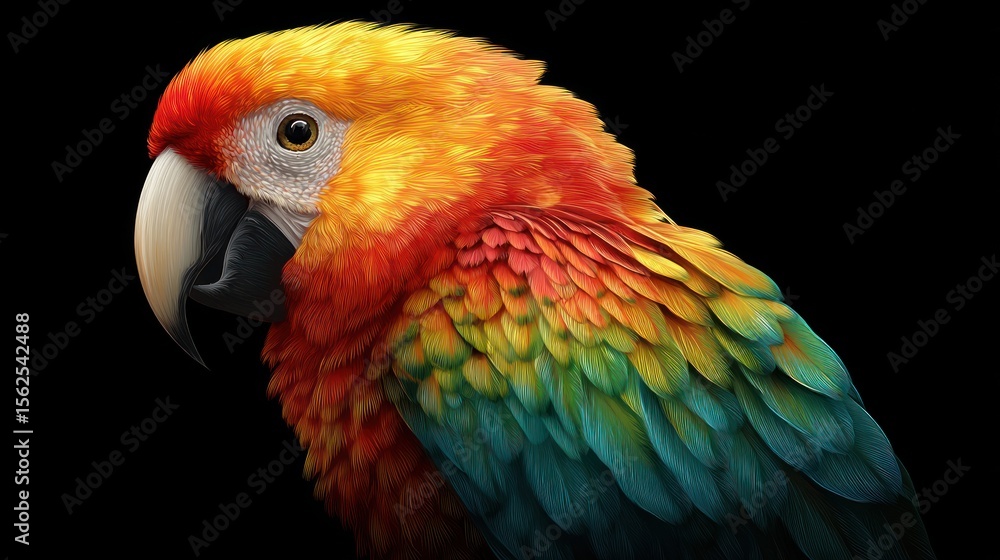 Obraz premium Close-up profile of a colorful parrot