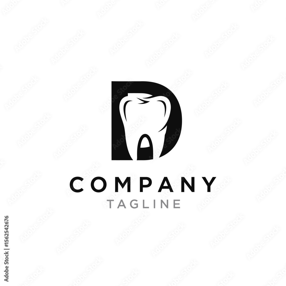 Minimalist dental logo design featuring tooth inside letter d silhouette for dental or medical branding Minimalist dental logo design featuring tooth inside letter d silhouette for dental or medical branding