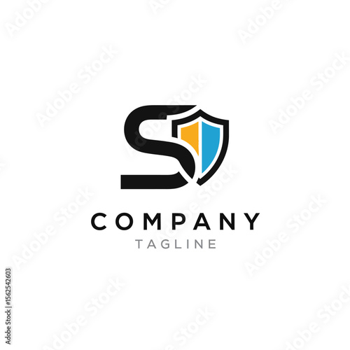 Modern and sleek security shield logo design with letter s for company branding