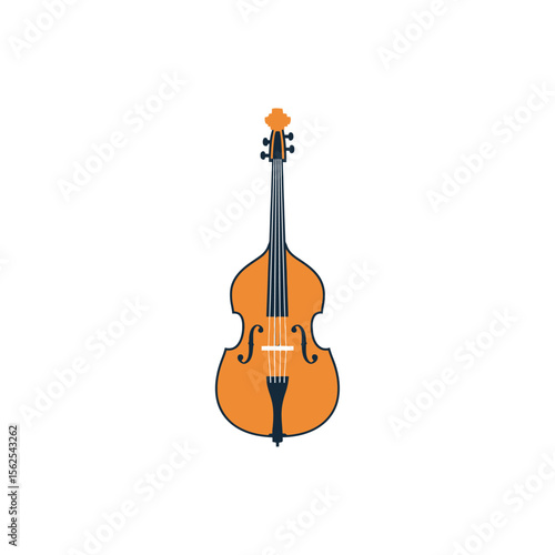 Illustration of a classic double bass musical instrument with detailed features