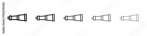 Boat Telescope icon logo set concept stock vector illustration.