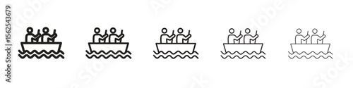 Boat race icon logo set concept stock vector illustration.