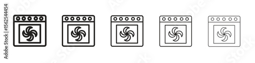 Convection turbofan stove icon logo set concept stock vector illustration.
