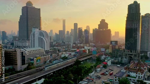 Wallpaper Mural Sunrise over the city skyline with skyscrapers and traffic Torontodigital.ca