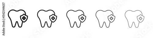 Dental insurance icon logo set concept stock vector illustration.