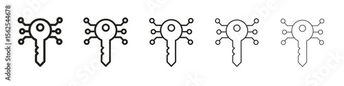 Digital key icon logo set concept stock vector illustration.