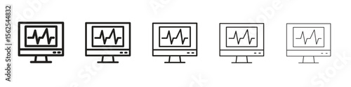 EKG monitor icon logo set concept stock vector illustration.
