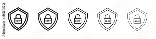 GDPR shield icon logo set concept stock vector illustration.
