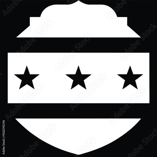 Washington dc flag emblem black and white vector illustration design
