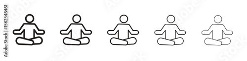 Meditating icon logo set concept stock vector illustration.