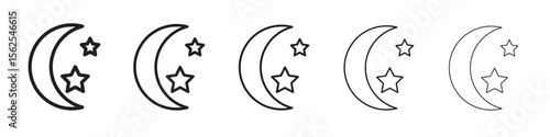 Moon and star icon logo set concept stock vector illustration.