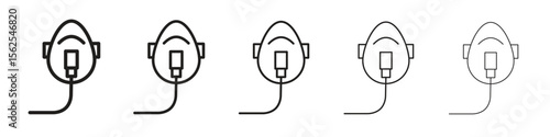 Oxygen mask icon logo set concept stock vector illustration.