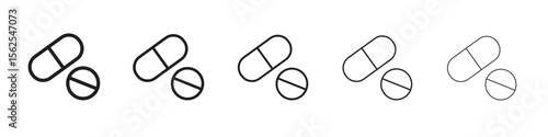 Pills icon logo set concept stock vector illustration.