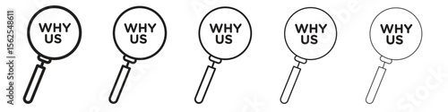 Why us icon logo set concept stock vector illustration.