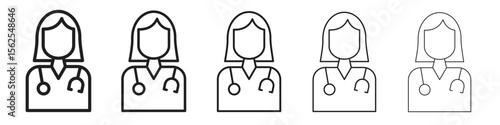 Woman Doctor icon logo set concept stock vector illustration.