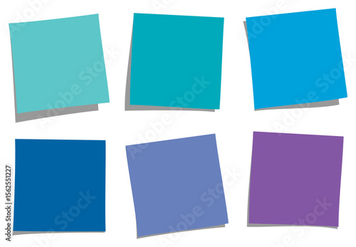 Flat Minimal Vector Illustration of Blue and Purple Sticky Notes Collection for Office and Presentation Use