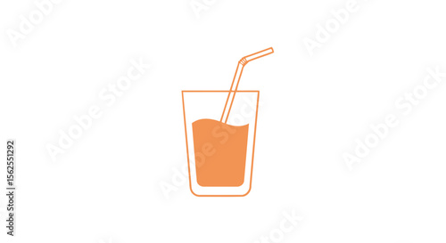 Vector orange juice glass with straw vector illustration healthy drink beverage fresh juice fruit juice design 100