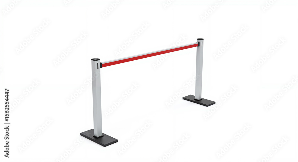 Naklejka premium Retractable barrier with red stripe for visual safety and traffic control
