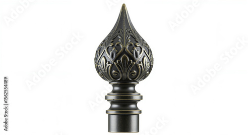 Ornate black flagpole finial with floral pattern in classic style