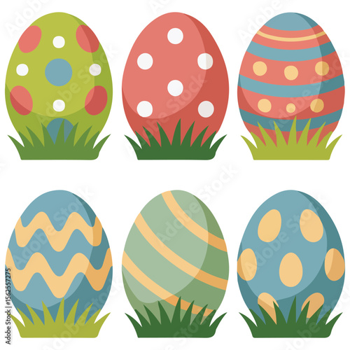 Dinosaur egg nest in grassy field prehistoric birthday theme vector