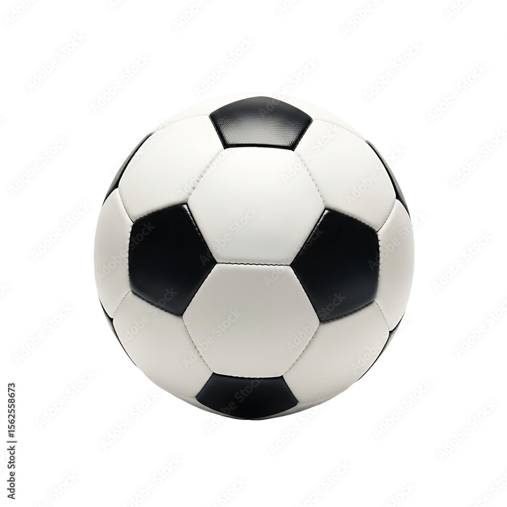 Isolated soccer ball with alternating white and polygons floating in empty space centered view on transparent background Isolated soccer ball with alternating white and polygons floating in empty space centered view on transparent background