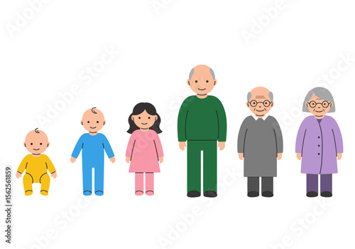 A Diverse Group of People Representing Different Stages of Life and Generations Showcasing Human Development Over Time