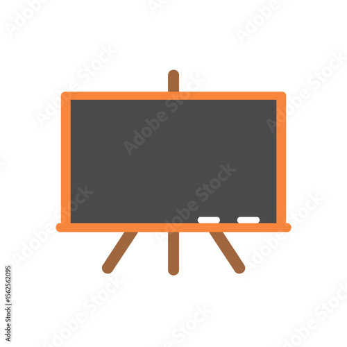 A simple illustration of an empty classroom blackboard on a wooden easel with chalk in front of it symbolizing education learning and teaching concepts for school and university students