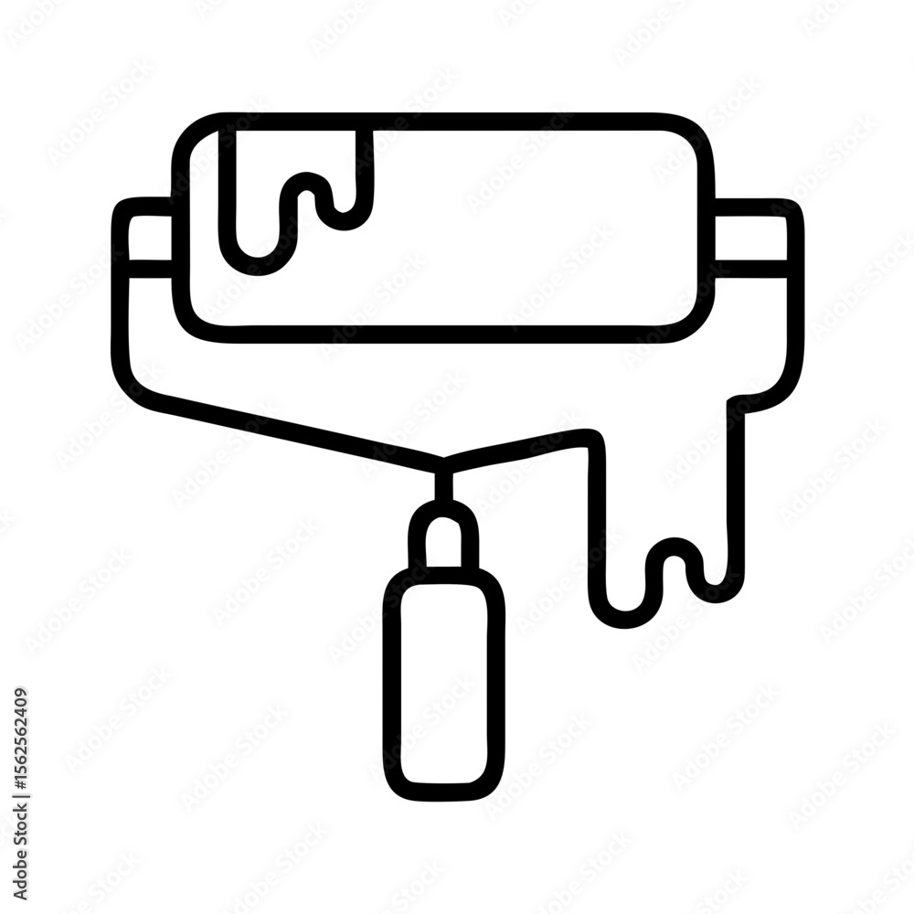 Paint roller with dripping paint on white background Paint roller with dripping paint on white background