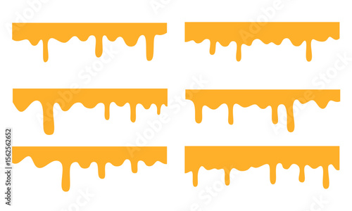 A set of melting and dripping yellow cheese. cheese background
