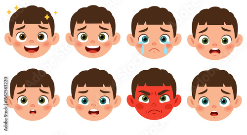 A Collection of Cartoon Faces Expressing a Wide Range of Human Emotions Including Happiness Sadness Anger and Surprise for Educational Purposes