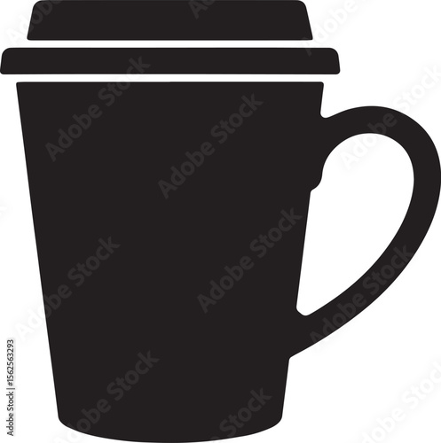Silhouette Coffee Cup Vector with Handle and Lid Perfect for Cafe Branding Morning Drink Design Art