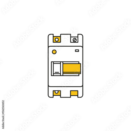 An electrical circuit breaker with its switch in the off position.