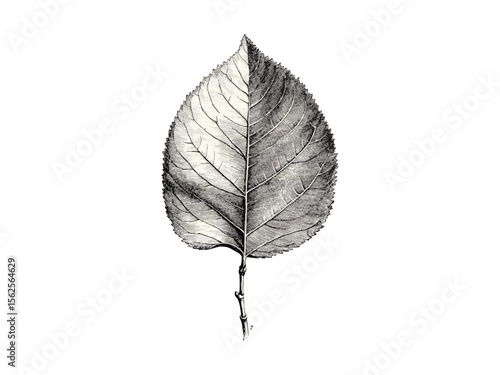 Vintage Poplar Tree engraving, botanical illustration, poplar leaf sketch, old engraving style, retro forest print, nature art, rustic tree decor, black sketch, trendy woodland design