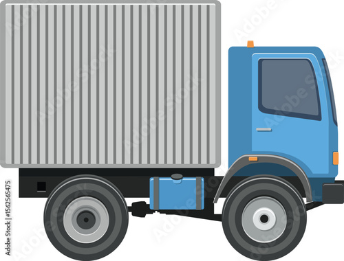 Blue Cargo Delivery Truck Vector Illustration