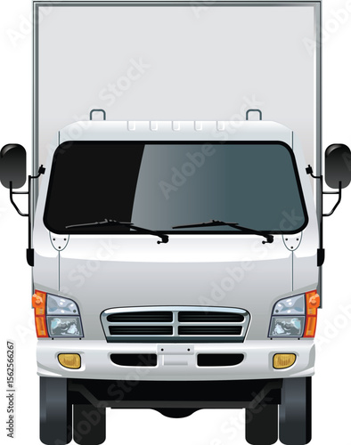 Front View of White Delivery Truck – Box Cargo Vehicle Illustration