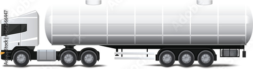 White Fuel Tanker Truck Side View – Liquid Transport Vehicle