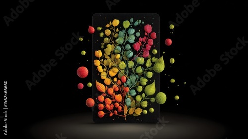 Wallpaper Mural Vibrant floral design on dark backdrop Torontodigital.ca