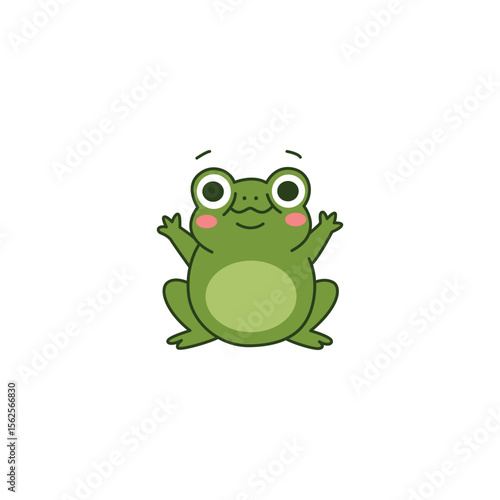 An icon of a cute cartoon frog with widely outstretched arms, symbolizing openness, welcoming, and an embracing gesture.