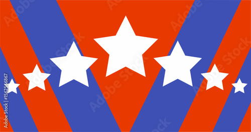 atriotic design featuring seven white stars on a bold red and blue striped background. Ideal for celebration, independence themes, and American-style graphics.