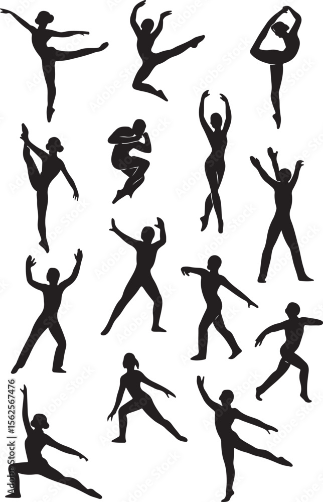 Fototapeta premium Ballet Dancer Silhouette Set – Graceful Dance Poses
