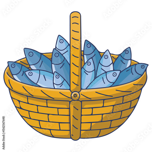 Biblical miracle of multiplying fish Easter holy week vector