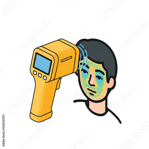 Infrared thermometer scanning human temperature.