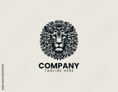 Lion with herbal leaves forming an organic logo vector illustration for natural product and wellness branding identity