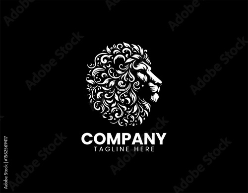 Lion with herbal leaves forming an organic logo vector illustration for natural product and wellness branding identity