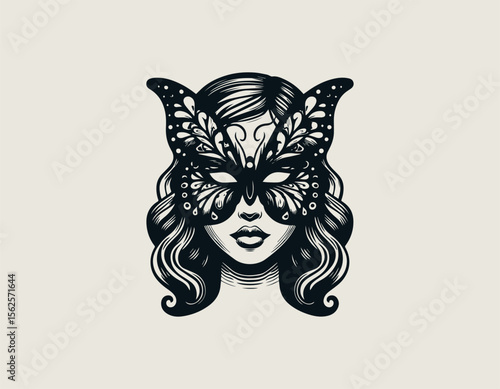 Elegant butterfly woman logo vector illustration symbolizing beauty, transformation, and feminine strength in a graceful style