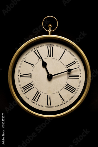 vintage clock isolated on black background