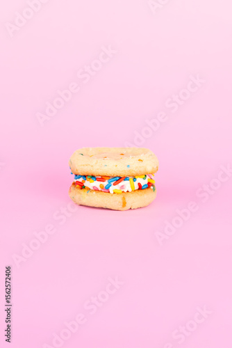cookie on a pink background
