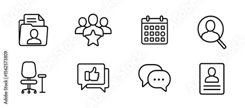 Office, business line icon set. teamwork, communication icons outline collection