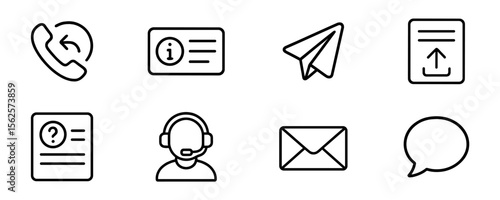 Communication, messaging line icon set. contact, email, support linear collection