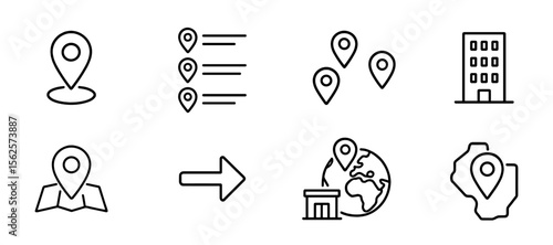 Map, navigation line icon set. gps, location, travel icons outline collection